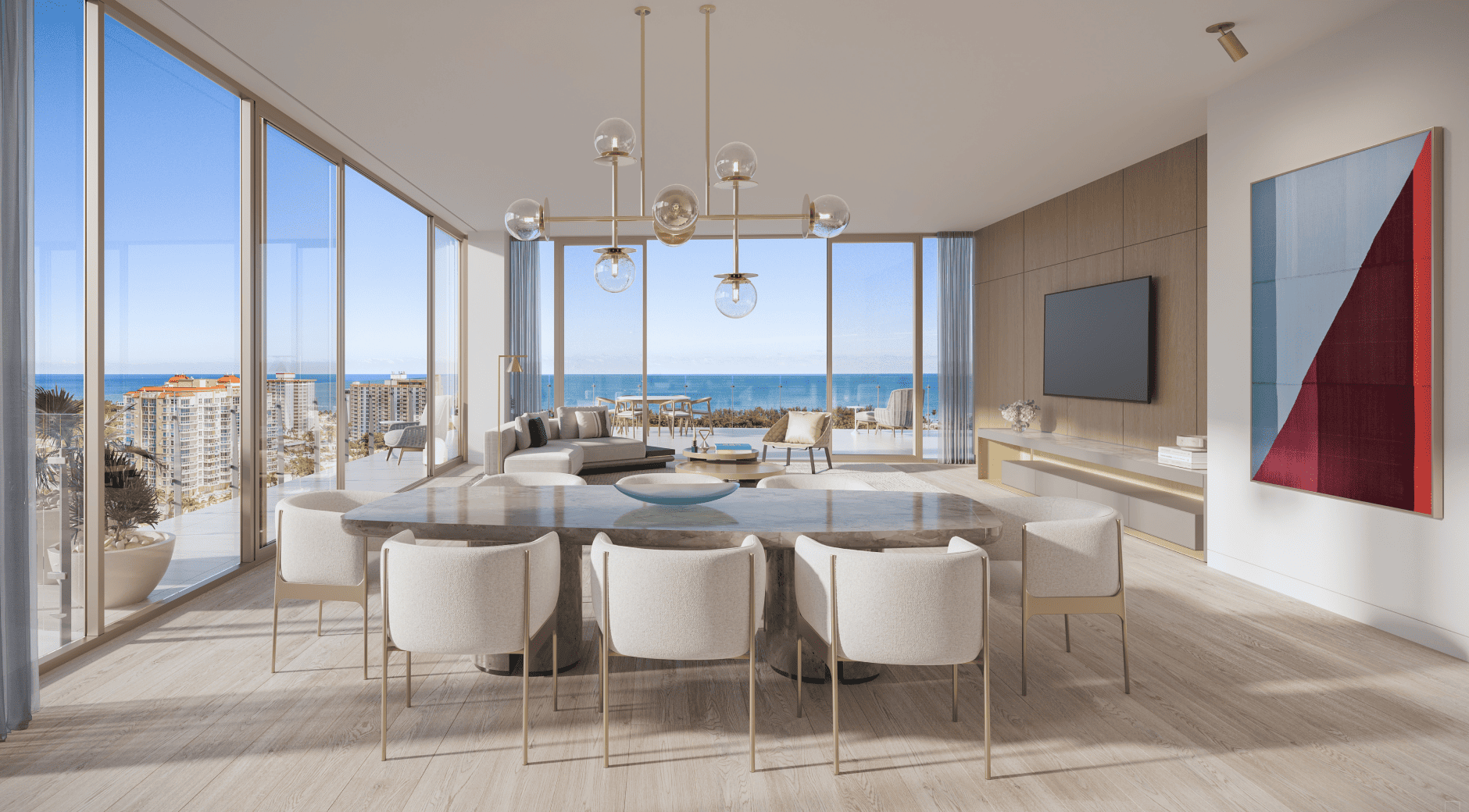 table with a beautiful chandelier at Sage Intracoastal